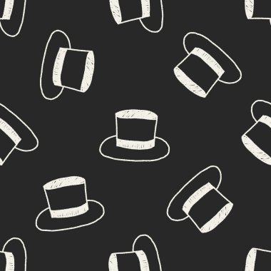 şapka doodle çizim Dikişsiz desen arka plan