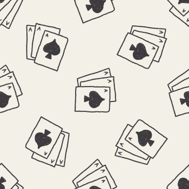 PlayCard doodle çizim Dikişsiz desen arka plan
