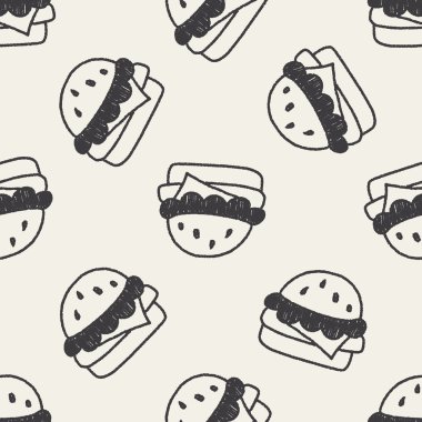 Hamburger doodle çizim Dikişsiz desen arka plan