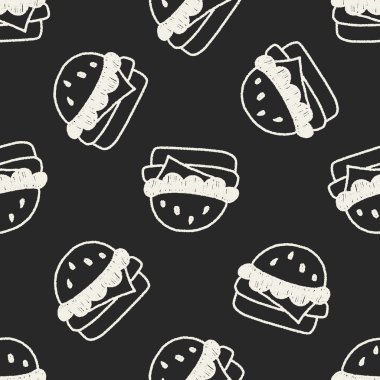 Hamburger doodle çizim Dikişsiz desen arka plan