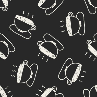 kahve doodle çizim Dikişsiz desen arka plan