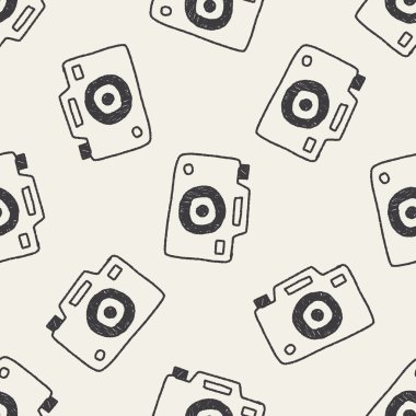 kamera doodle çizim Dikişsiz desen arka plan