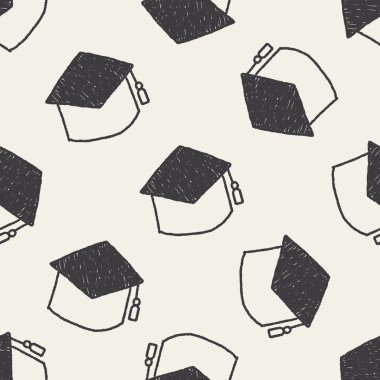 Mezuniyet kap doodle çizim Dikişsiz desen arka plan