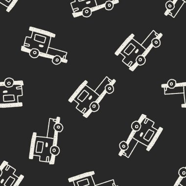 kamyon doodle çizim Dikişsiz desen arka plan