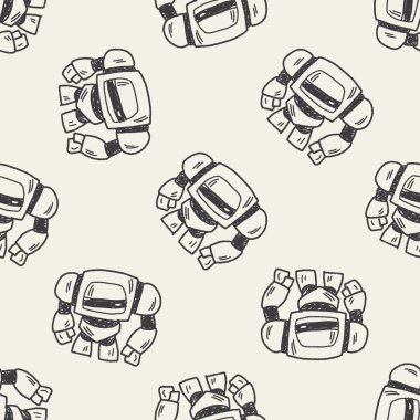Doodle Robot Dikişsiz desen arka plan