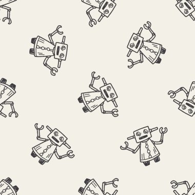Doodle Robot Dikişsiz desen arka plan