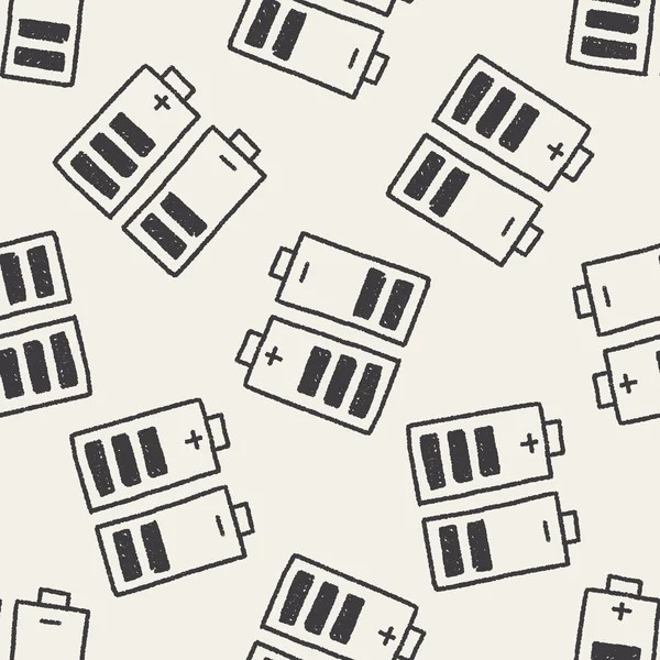 Dessin doodle batterie fond de motif sans couture — Image vectorielle