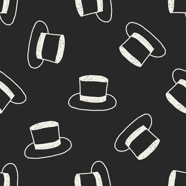 Chapeau dessin doodle fond de motif sans couture — Image vectorielle