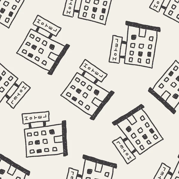 Hotel doodle disegno senza soluzione di continuità modello sfondo — Vettoriale Stock