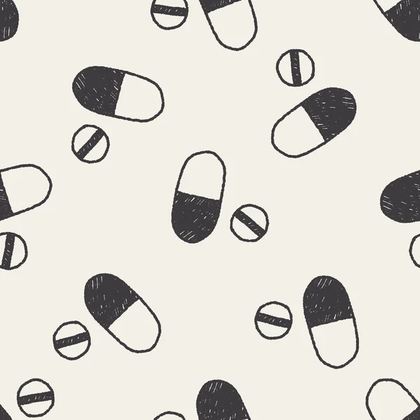 Pillole doodle disegno senza soluzione di continuità modello di sfondo — Vettoriale Stock