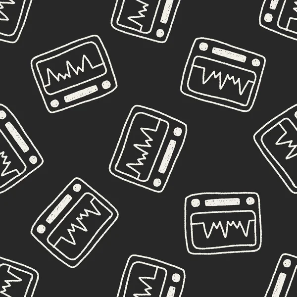 ECG garabato dibujo sin costura patrón de fondo — Archivo Imágenes Vectoriales