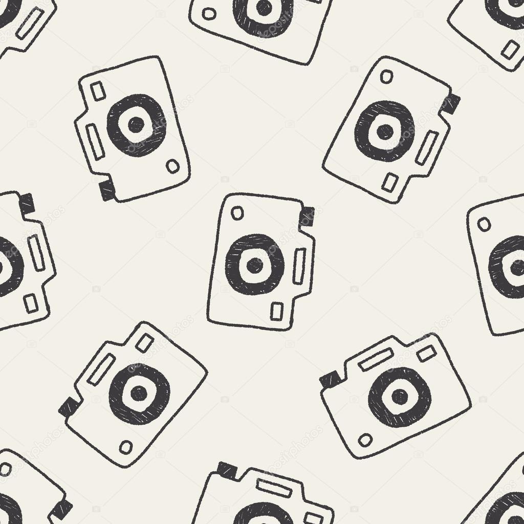 camera doodle drawing seamless pattern background