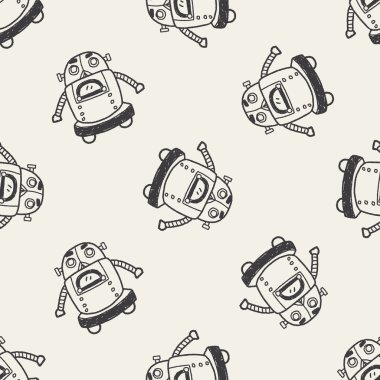 Doodle Robot Dikişsiz desen arka plan