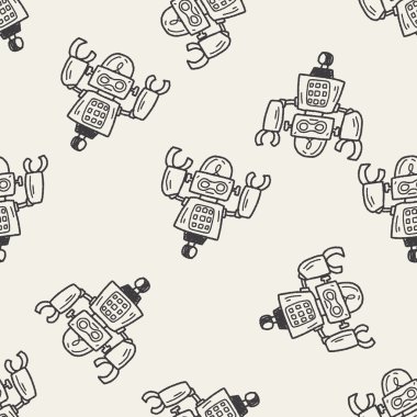Doodle Robot Dikişsiz desen arka plan