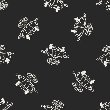 Doodle Robot Dikişsiz desen arka plan