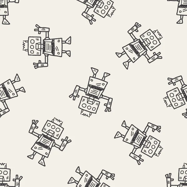Doodle Robot seamless pattern background — Stock Vector