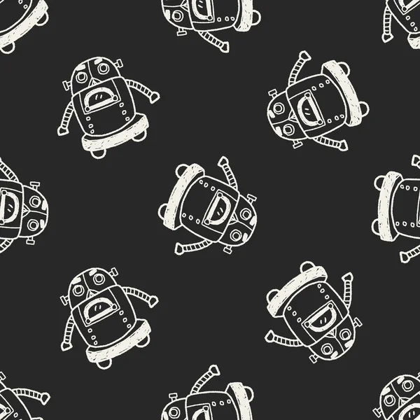 Doodle Robot fondo patrón sin costuras — Vector de stock