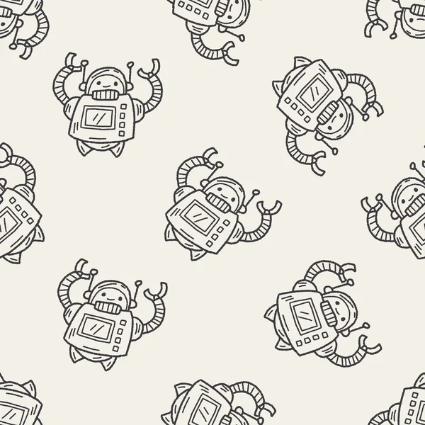 Doodle Robot seamless pattern background — Stock Vector