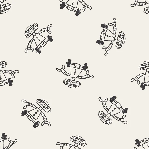 Doodle Robot fondo patrón sin costuras — Archivo Imágenes Vectoriales