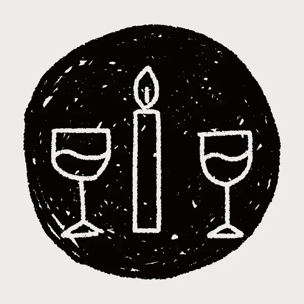 Cena a la luz de las velas doodle — Archivo Imágenes Vectoriales