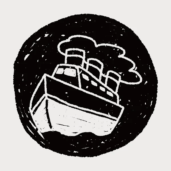 Doodle steamship — Stock vektor