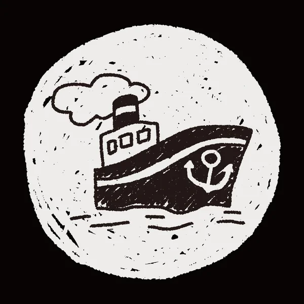 Doodle steamship — Stock vektor