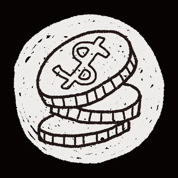 Moneda de Doodle — Vector de stock