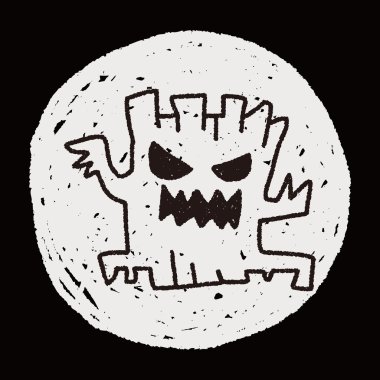 Cadılar Bayramı ağaç doodle çizim