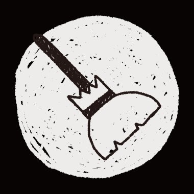 cadının süpürge doodle çizim