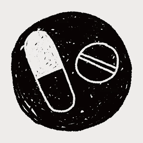 Pillen-Doodle-Zeichnung — Stockvektor