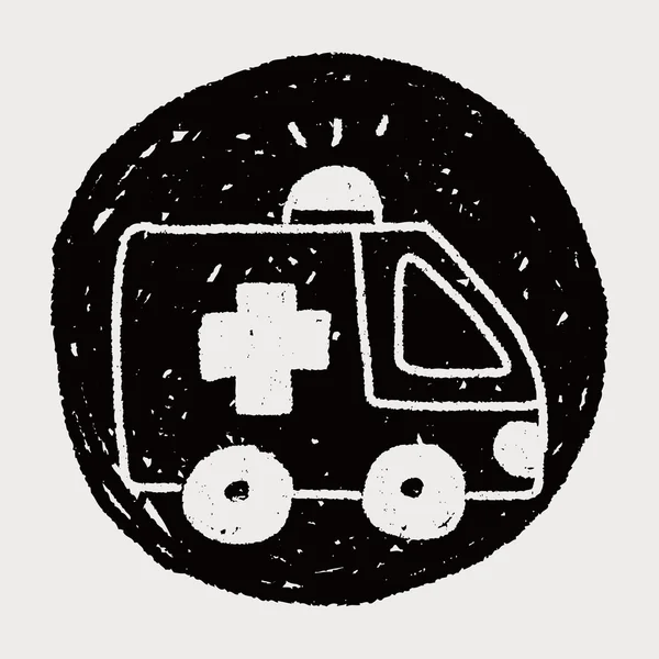 Dessin de doodle ambulance — Image vectorielle