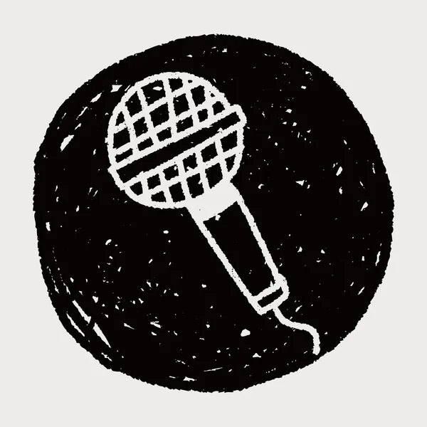 Desenho do doodle do microfone — Vetor de Stock