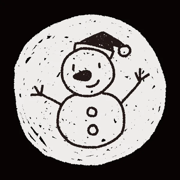 Snowman doodle drawing — Stock Vector