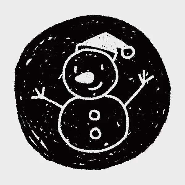 Snögubbe doodle ritning — Stock vektor