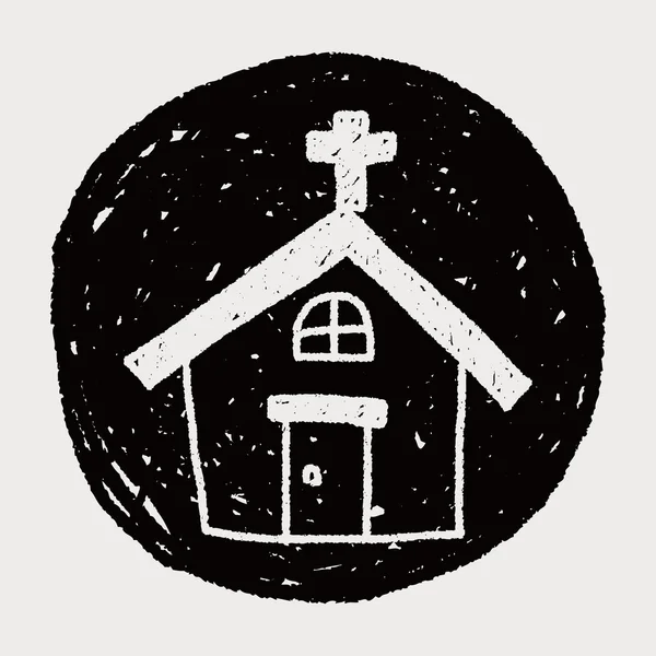 Chruch doodle tekening — Stockvector