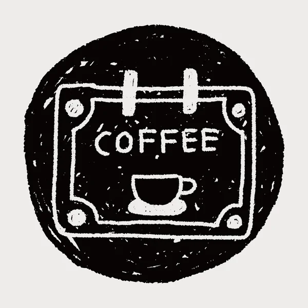 Coffeeshop Zeichen Doodle Zeichnung — Stockvektor