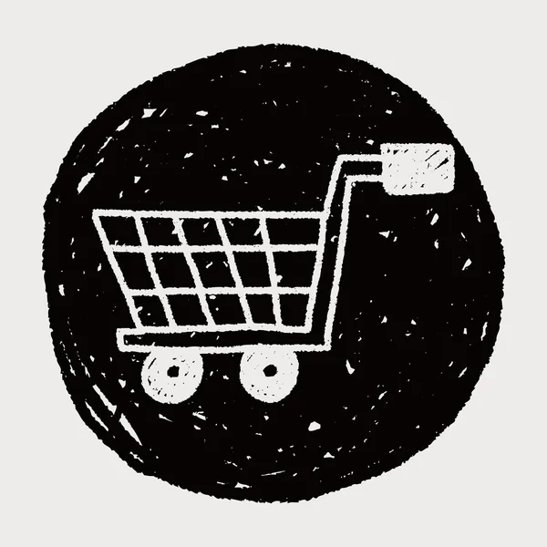 Carrinho de compras desenho doodle — Vetor de Stock