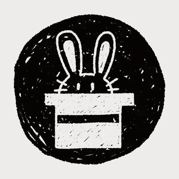 Magic rabbit doodle drawing — Stock Vector