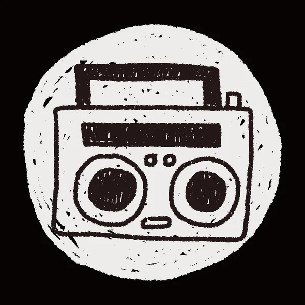 Radio speler doodle tekening — Stockvector