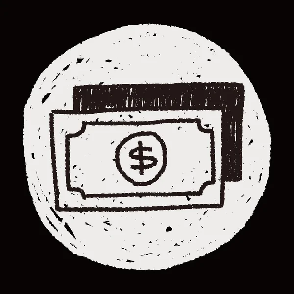 Geldschein-Doodle-Zeichnung — Stockvektor