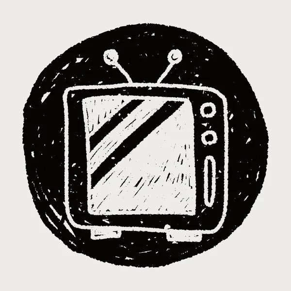 Televisie doodle tekening — Stockvector