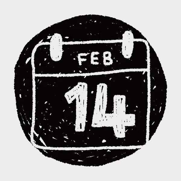 Kalender Valentinstag Doodle-Zeichnung — Stockvektor