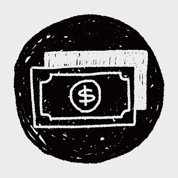 Geld bill doodle tekening — Stockvector