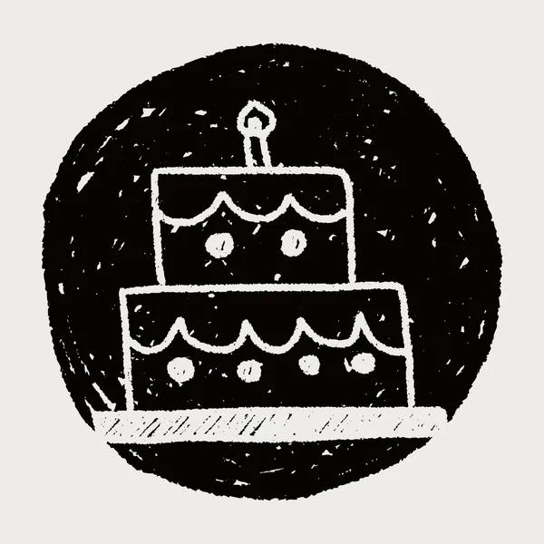 Doğum günü pastası doodle çizim — Stok Vektör