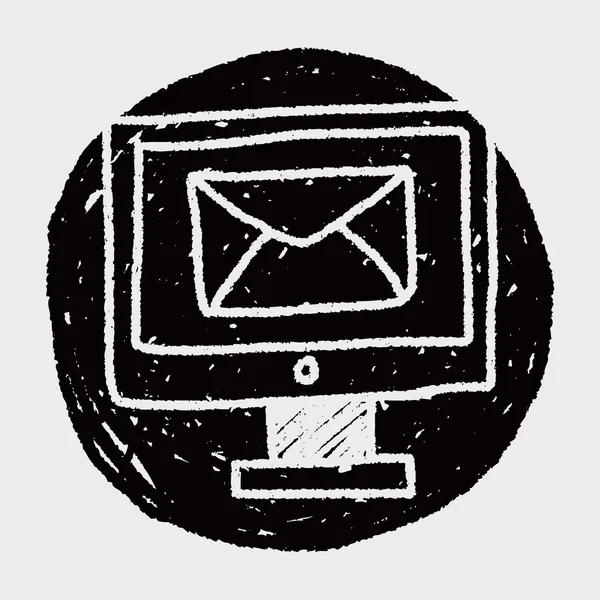 Υπολογιστή ταχυδρομείου doodle σχέδιο — Διανυσματικό Αρχείο