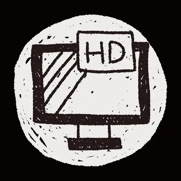 Televisie doodle tekening — Stockvector