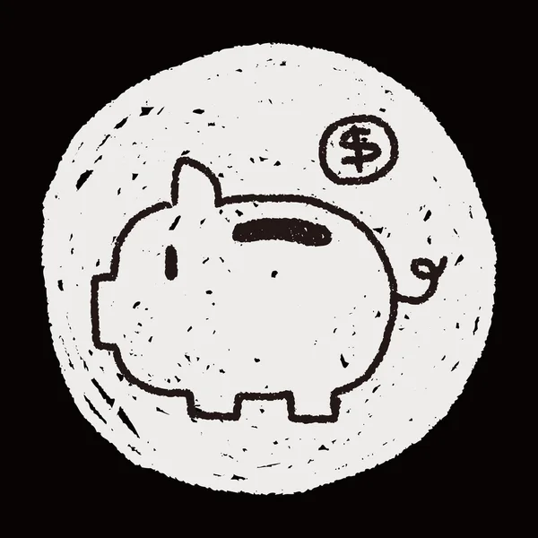 Desenho de doodle Piggybank — Vetor de Stock
