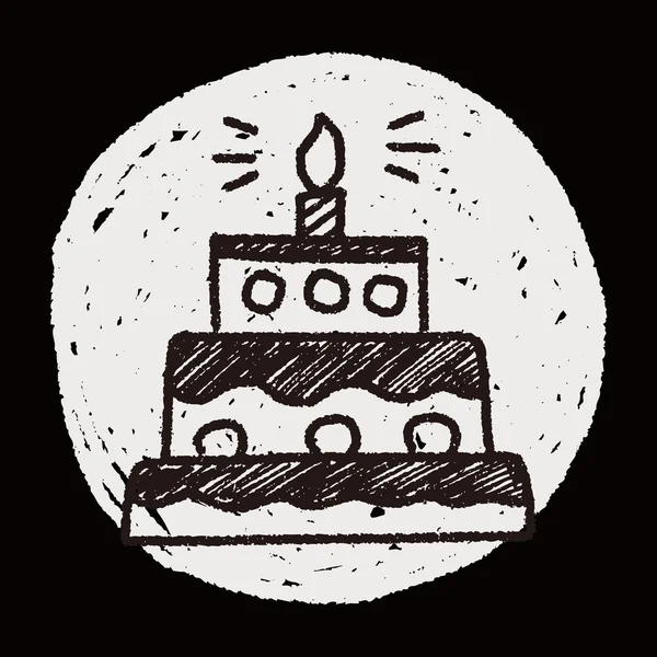 Bolo de aniversário Doodle — Vetor de Stock