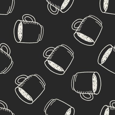 kahve doodle çizim Dikişsiz desen arka plan