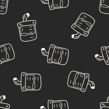evde beslenen hayvan içecek su şişesi Dikişsiz desen arka plan doodle